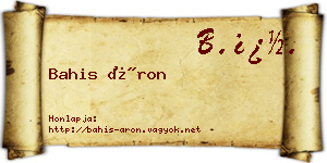 Bahis Áron névjegykártya
